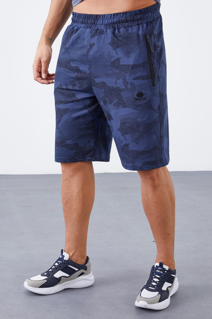 TMY Indigo Camouflage Pattern Standard Fit Men's Shorts - 81157 - Upper Arlington