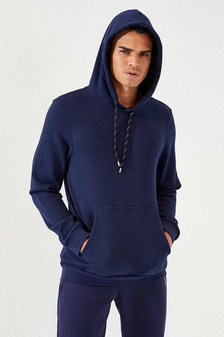 TMY Indigo Kangaroo Pocket Standard Fit Hooded Men's Sweatshirt - 87872 - New Plymouth