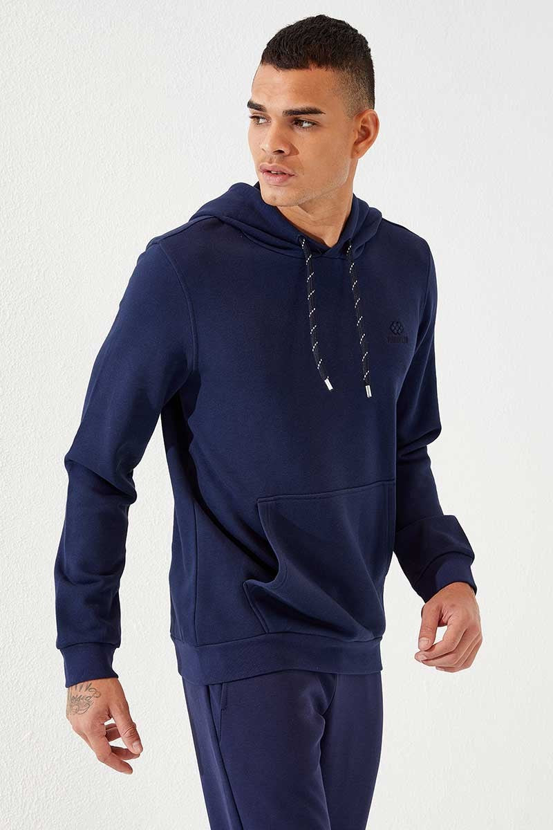 TMY Indigo Kangaroo Pocket Standard Fit Hooded Men's Sweatshirt - 87872 - New Plymouth