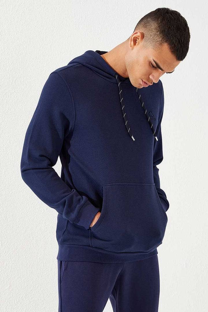 TMY Indigo Kangaroo Pocket Standard Fit Hooded Men's Sweatshirt - 87872 - New Plymouth