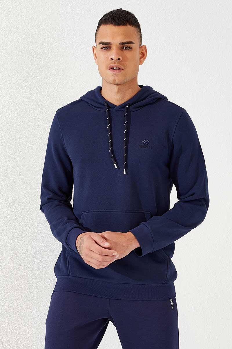 TMY Indigo Kangaroo Pocket Standard Fit Hooded Men's Sweatshirt - 87872 - New Plymouth