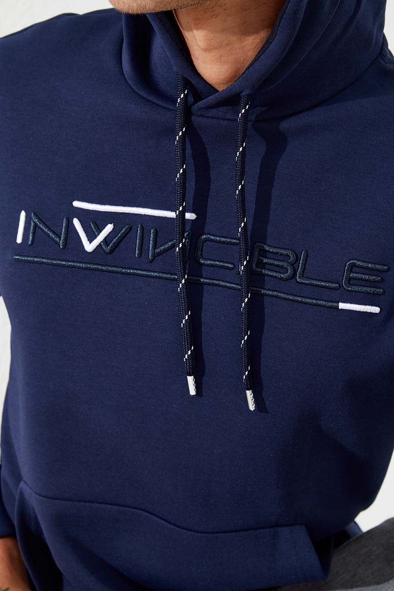 TMY Indigo Kangaroo Pocket Standard Fit Hooded Men's Sweatshirt - 87883 - Vlaardingen