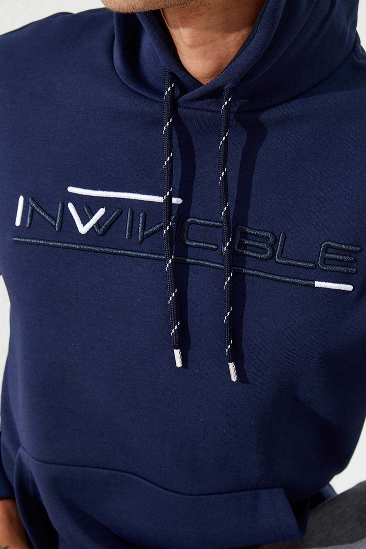 TMY Indigo Kangaroo Pocket Standard Fit Hooded Men's Sweatshirt - 87883 - Vlaardingen