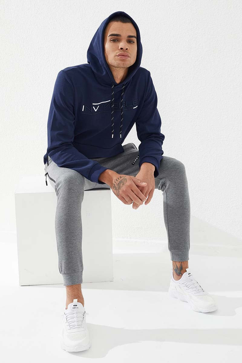TMY Indigo Kangaroo Pocket Standard Fit Hooded Men's Sweatshirt - 87883 - Vlaardingen
