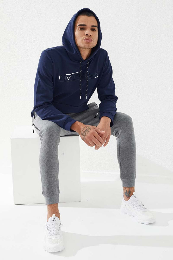 TMY Indigo Kangaroo Pocket Standard Fit Hooded Men's Sweatshirt - 87883 - Vlaardingen