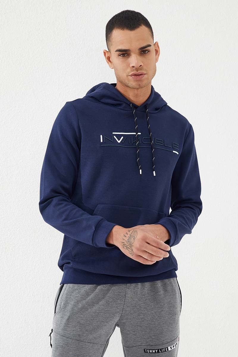 TMY Indigo Kangaroo Pocket Standard Fit Hooded Men's Sweatshirt - 87883 - Vlaardingen