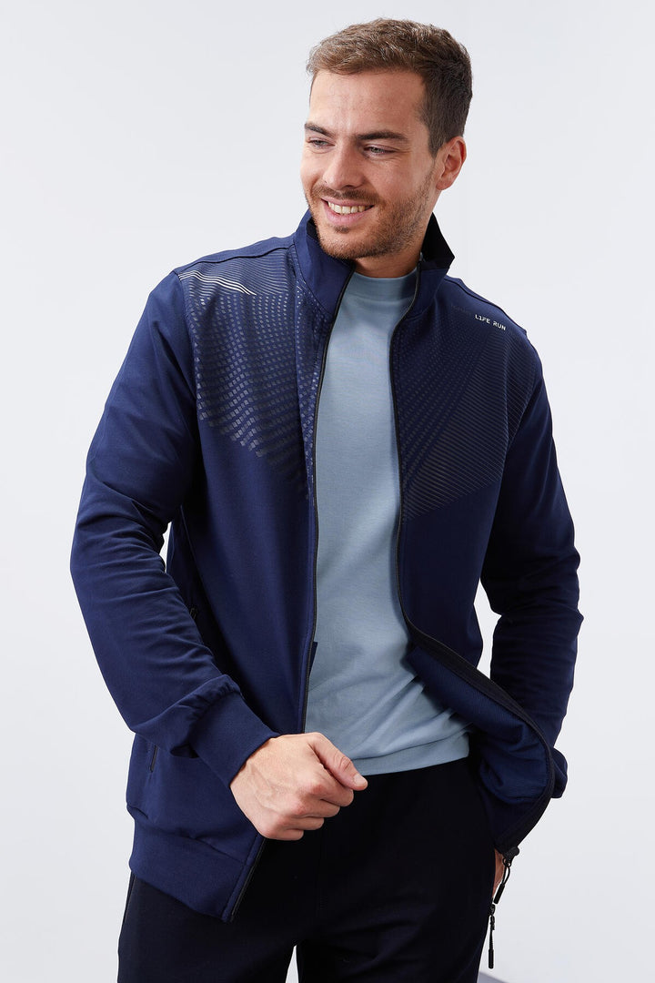 TMY Indigo - Navy Patterned Standard Fit Cuffed Men's Tracksuit - 85151 - New Brunswick