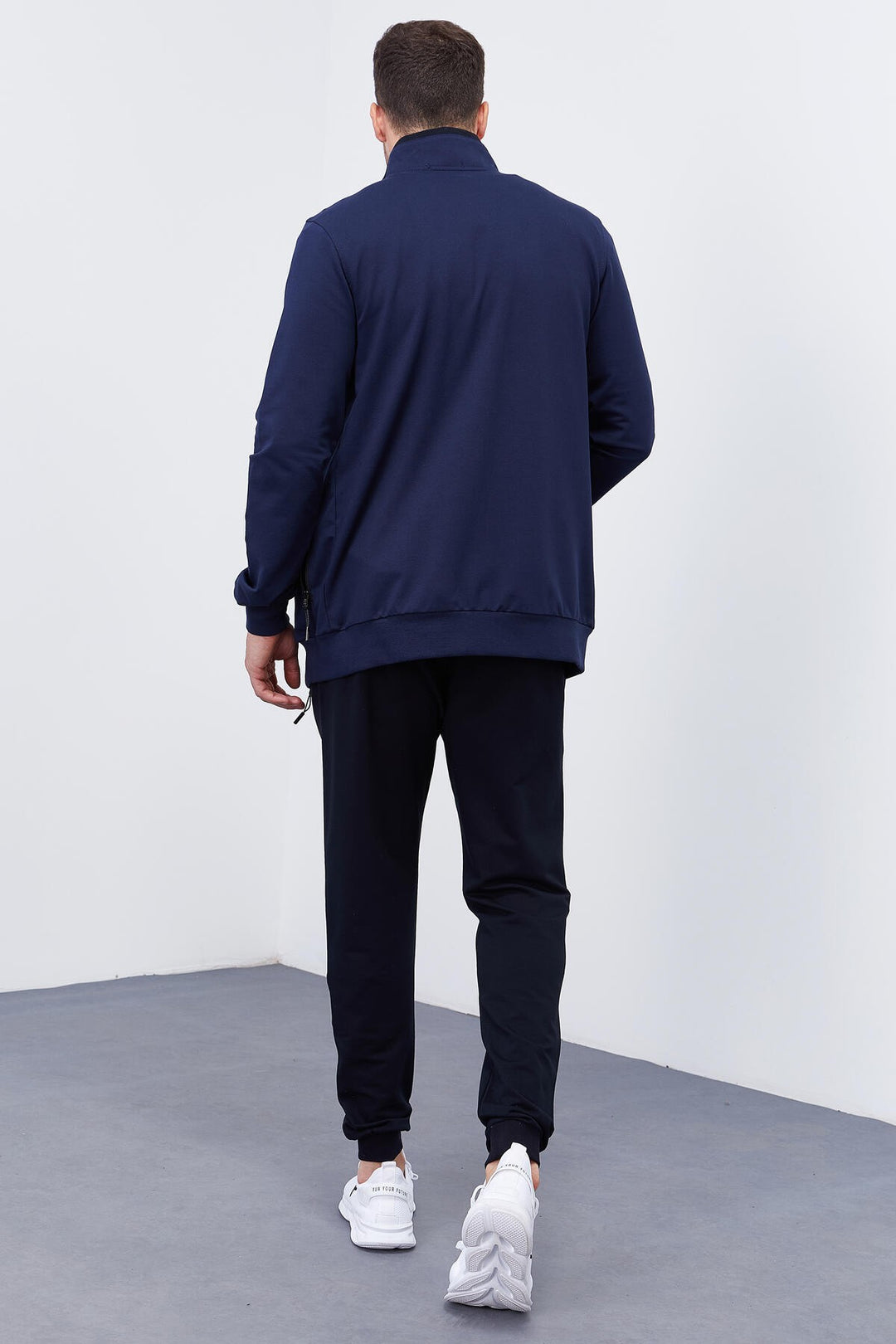 TMY Indigo - Navy Patterned Standard Fit Cuffed Men's Tracksuit - 85151 - New Brunswick