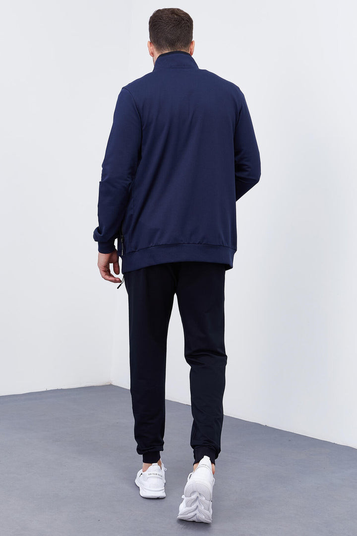 TMY Indigo - Navy Patterned Standard Fit Cuffed Men's Tracksuit - 85151 - New Brunswick