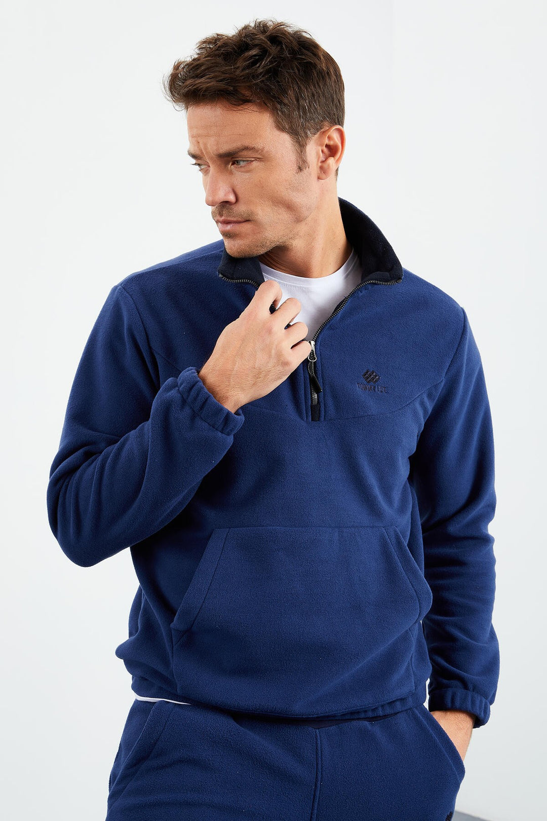 TMY Indigo Half Zip Stand-up Collar Elastic Cuff Polar Men's Tracksuit - 85159 - Roswell