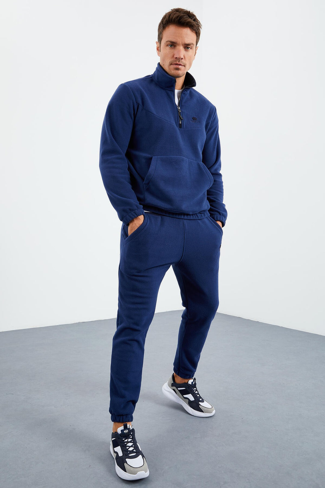 TMY Indigo Half Zip Stand-up Collar Elastic Cuff Polar Men's Tracksuit - 85159 - Roswell
