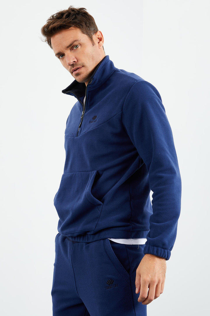 TMY Indigo Half Zip Stand-up Collar Elastic Cuff Polar Men's Tracksuit - 85159 - Roswell