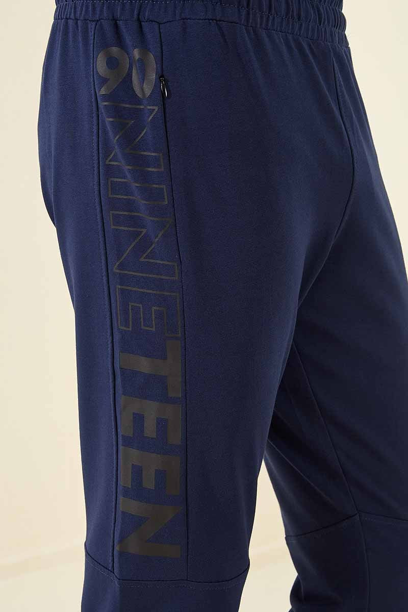 TMY Indigo Text Printed Pocketed Standard Mold Jogger Men's Sweatpants - 84707 - Clarington