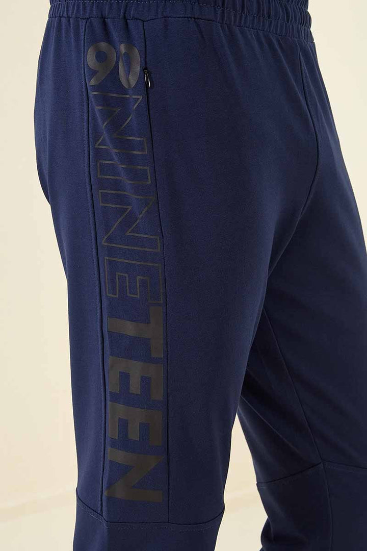 TMY Indigo Text Printed Pocketed Standard Mold Jogger Men's Sweatpants - 84707 - Clarington