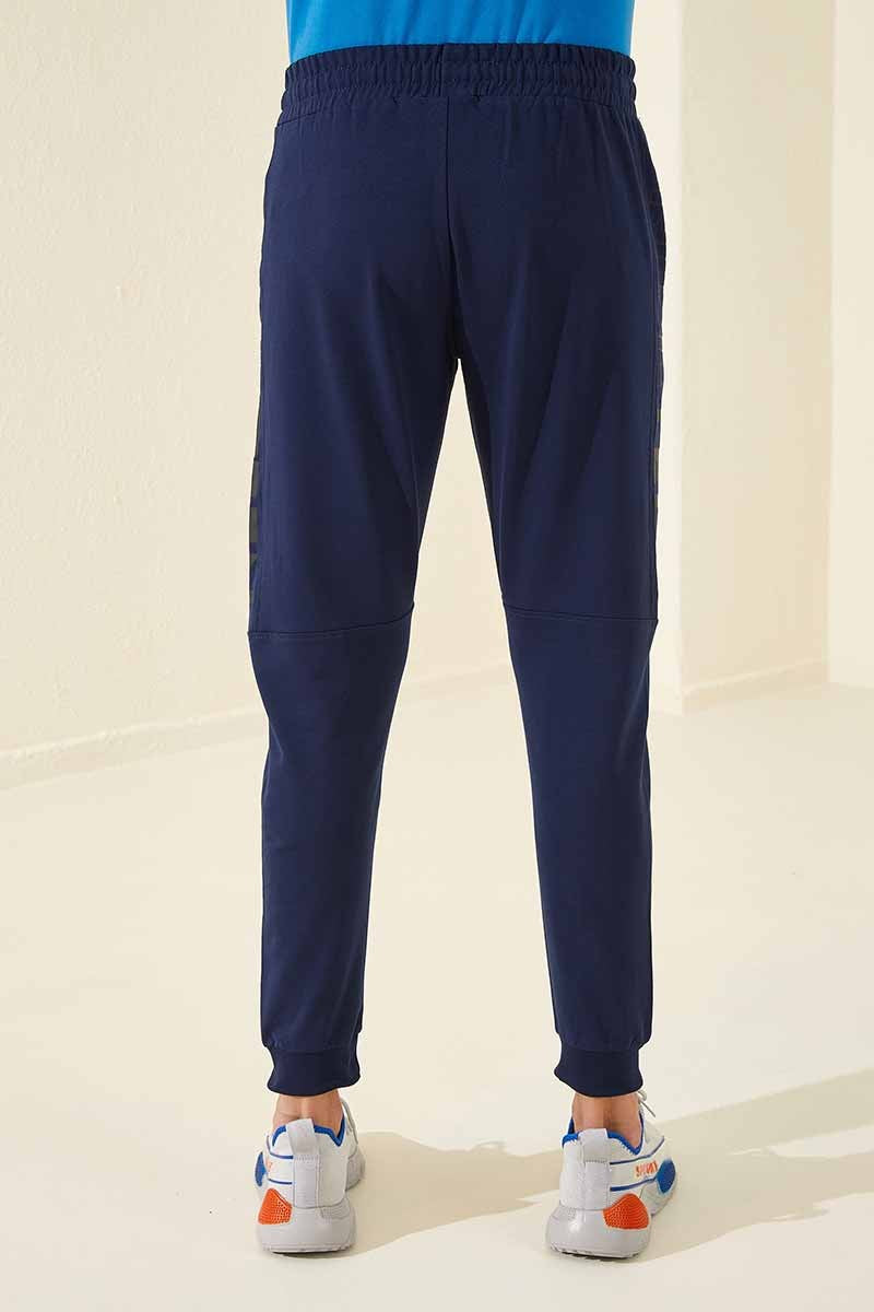 TMY Indigo Text Printed Pocketed Standard Mold Jogger Men's Sweatpants - 84707 - Clarington