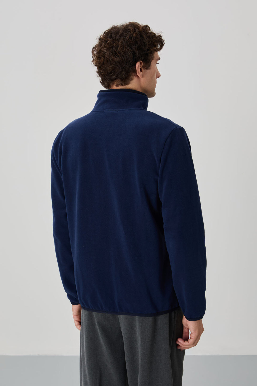 TMY Indigo Men's Sweatshirt Polar with Embroidered Writing, Stand-up Collar, and Zipper - 87992 - Estero