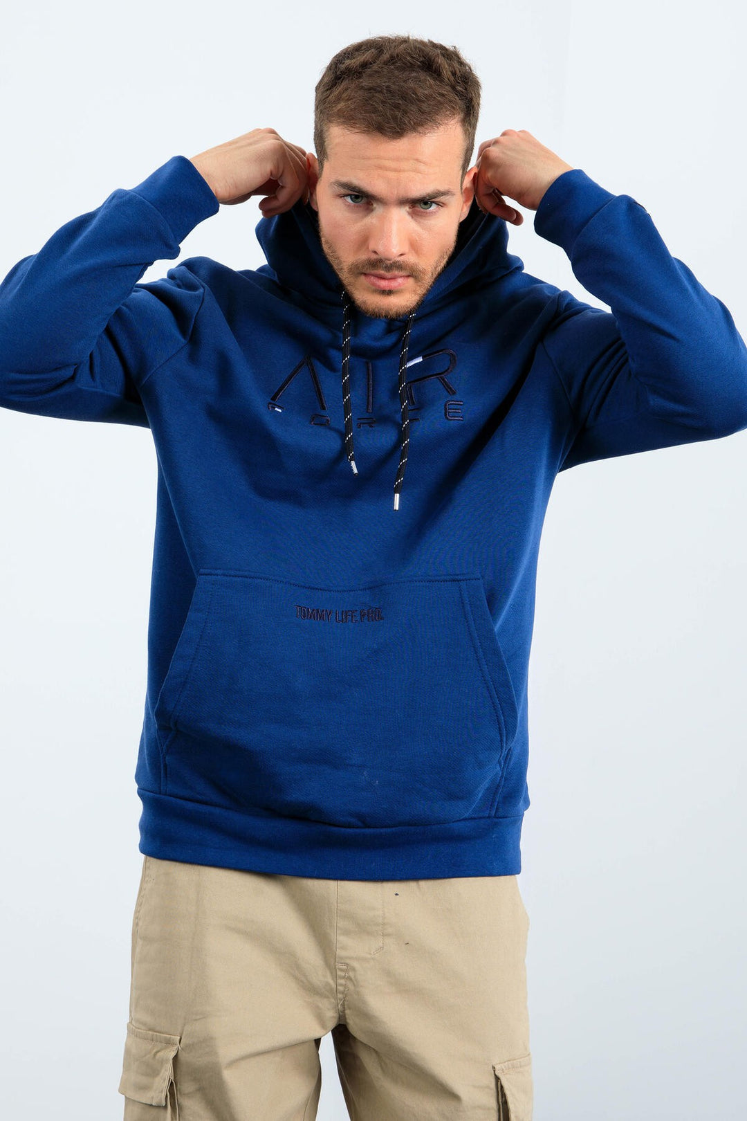 TMY Indigo Text Embroidered Standard Fit Hooded Men's Sweatshirt - 87838 - Esposende