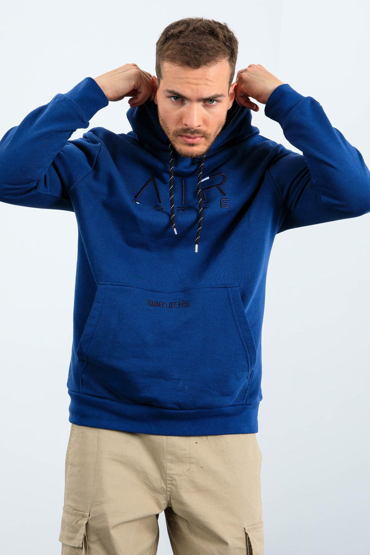 TMY Indigo Text Embroidered Standard Fit Hooded Men's Sweatshirt - 87838 - Esposende