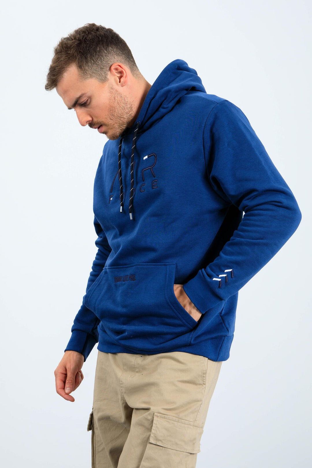 TMY Indigo Text Embroidered Standard Fit Hooded Men's Sweatshirt - 87838 - Esposende