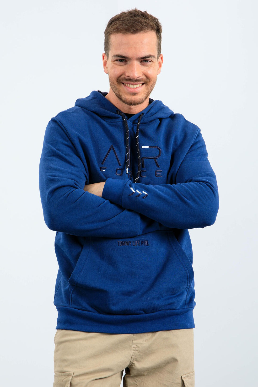 TMY Indigo Text Embroidered Standard Fit Hooded Men's Sweatshirt - 87838 - Esposende