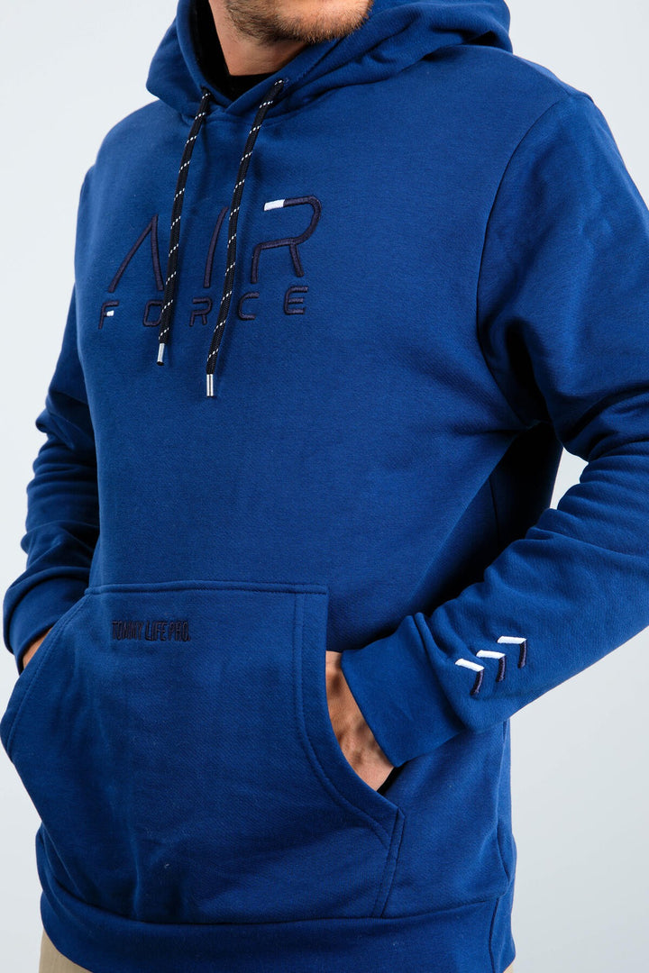 TMY Indigo Text Embroidered Standard Fit Hooded Men's Sweatshirt - 87838 - Esposende