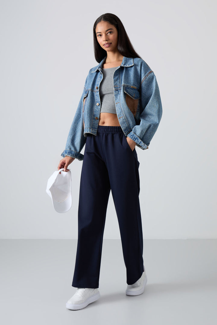 TMY Indigo High Waist Pocketed Comfort Fit Wide Leg Women's Sweatpants - 94567 - Kettering