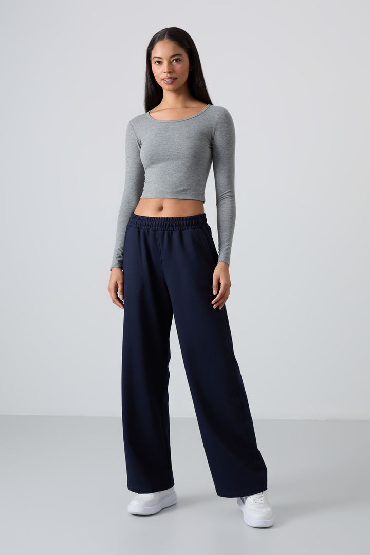 TMY Indigo High Waist Pocketed Comfort Fit Wide Leg Women's Sweatpants - 94567 - Kettering