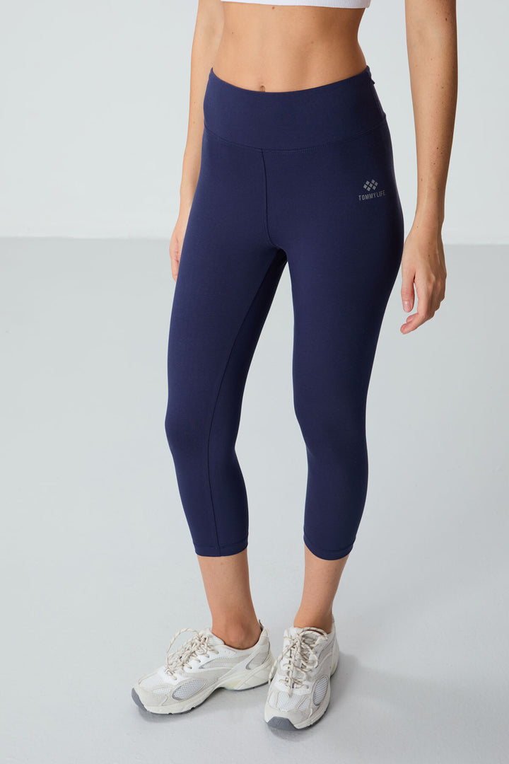 TMY Indigo High Waist Slim Fit Cropped Leg Women's Capri Leggings - 93097 - San Bartolomé
