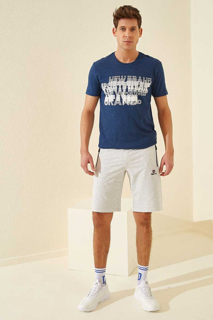 TMY Snow Melange Hidden Zipper Back Pocket Drawstring Regular Fit Men's Shorts - 81136 - Fairbanks