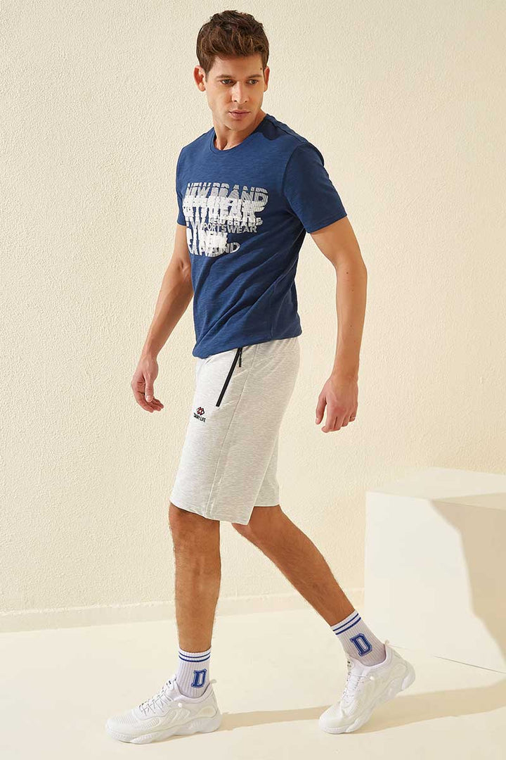 TMY Snow Melange Hidden Zipper Back Pocket Drawstring Regular Fit Men's Shorts - 81136 - Fairbanks