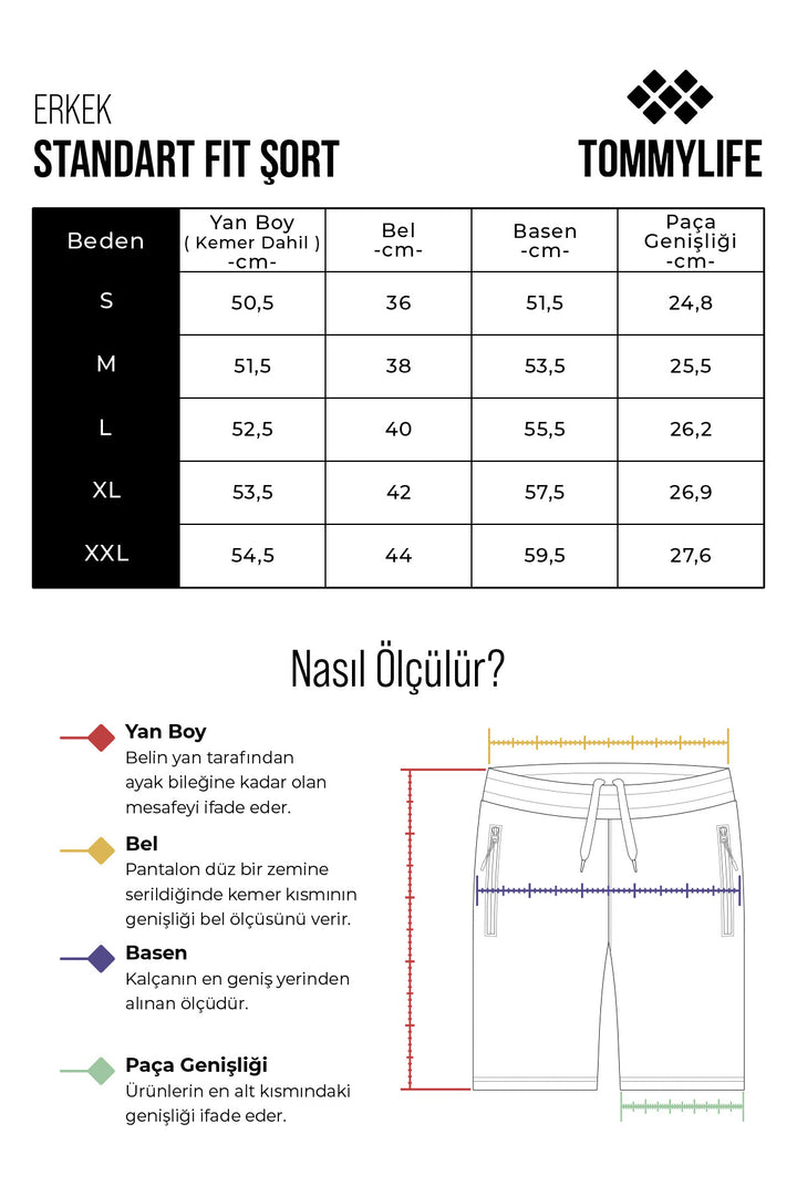 TMY Snow Melange Hidden Zipper Back Pocket Drawstring Regular Fit Men's Shorts - 81136 - Fairbanks