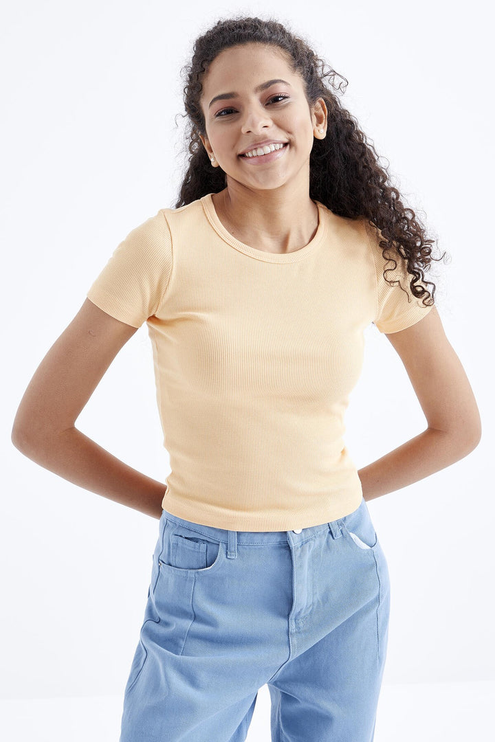 TMY Melon Inside Basic Short Sleeve O Neck Women's T-Shirt - 97202 - San Marcos