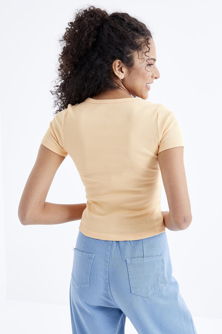 TMY Melon Inside Basic Short Sleeve O Neck Women's T-Shirt - 97202 - San Marcos