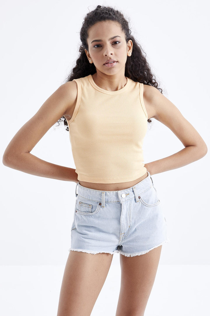 TMY Melon Inside Basic Sleeveless O Neck Women's Crop Top Tank Top - 97204 - Langford Station