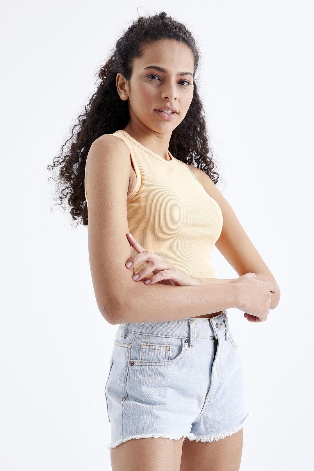 TMY Melon Inside Basic Sleeveless O Neck Women's Crop Top Tank Top - 97204 - Langford Station
