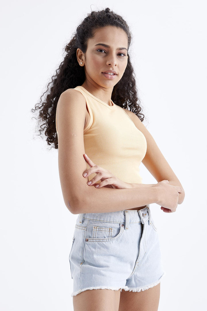 TMY Melon Inside Basic Sleeveless O Neck Women's Crop Top Tank Top - 97204 - Langford Station