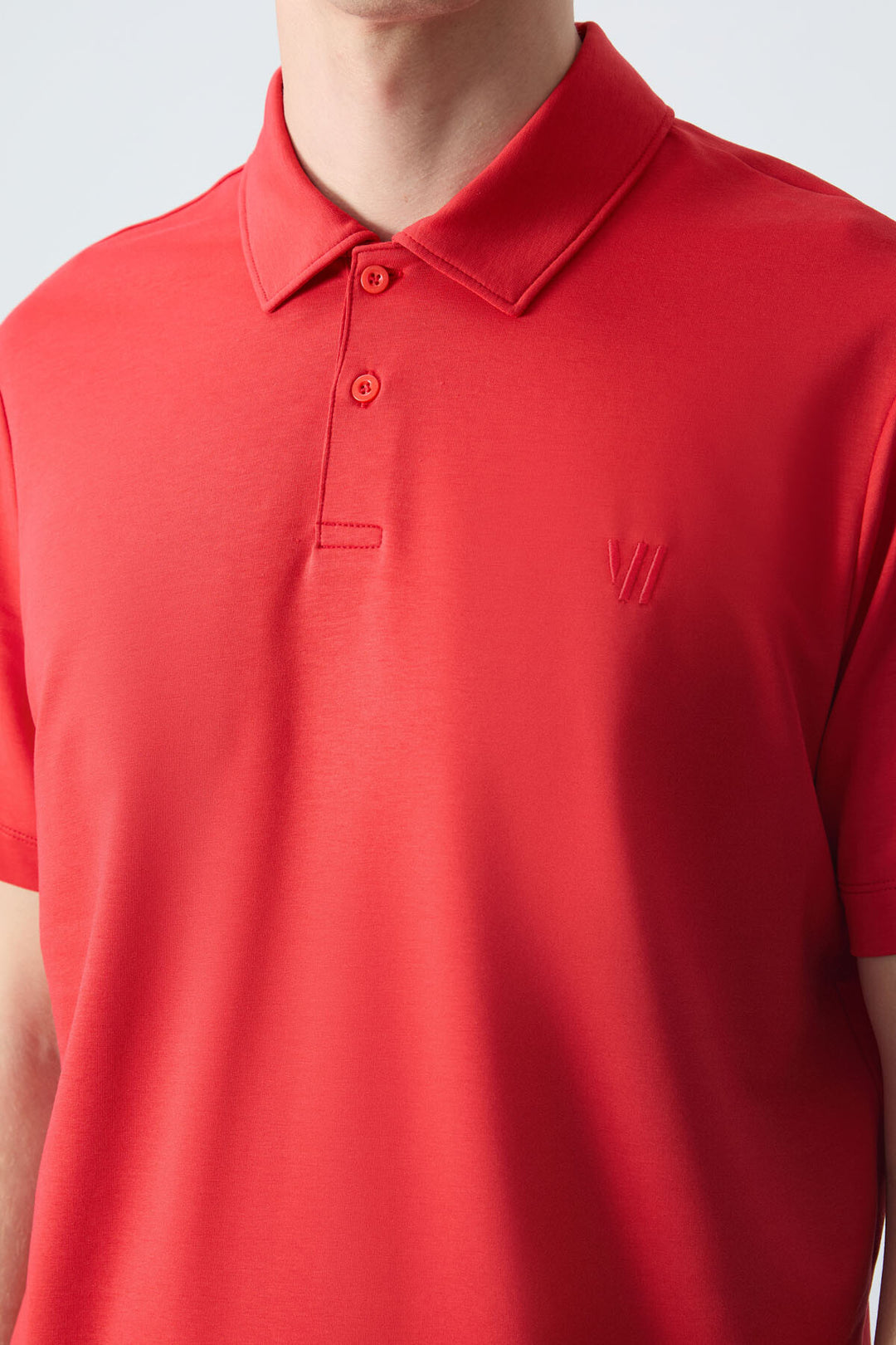 TMY Red Basic Chest Logo Standard Fit Jersey Polo Neck Men's T-Shirt - 87768 - Edinburg