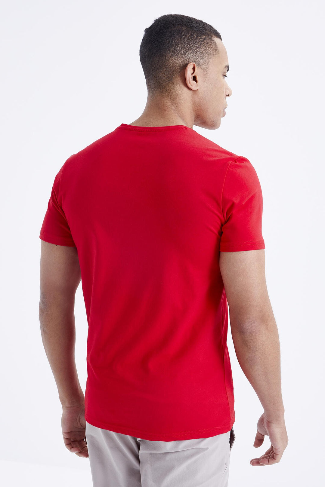 TMY Red Basic Short Sleeve Standard Fit V-Neck Men's T-Shirt - 87912 - Neustadt