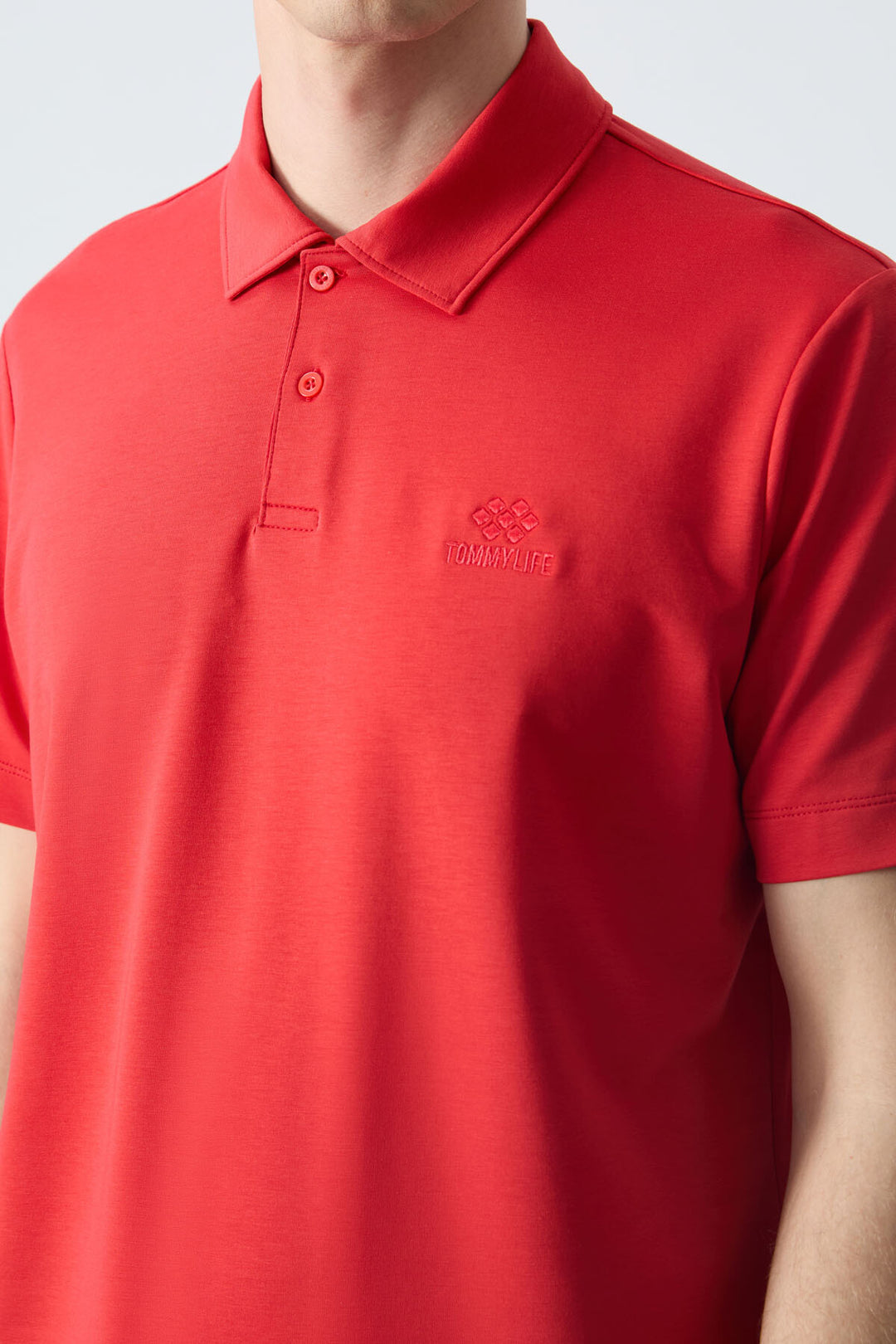 TMY Red Basic Logo Standard Mold Knit Polo Neck Men's T-Shirt - 87748 - Rocky Mount