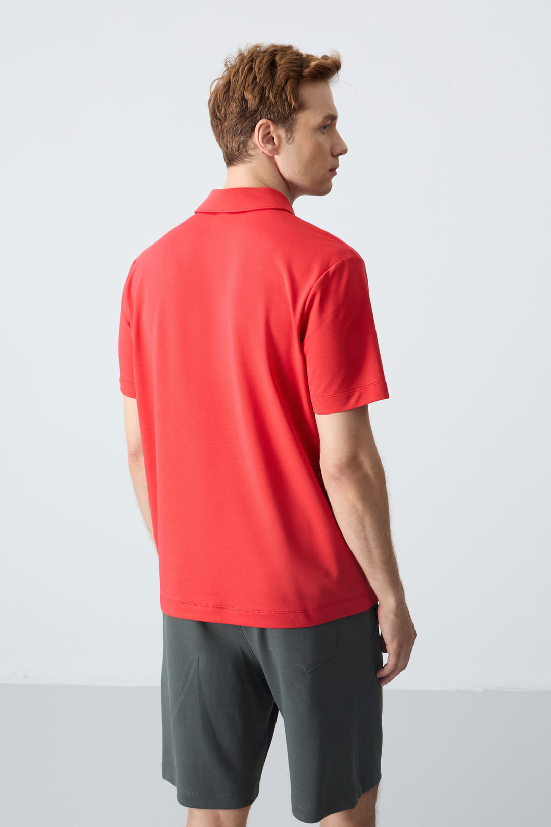 TMY Red Basic Logo Standard Mold Knit Polo Neck Men's T-Shirt - 87748 - Rocky Mount