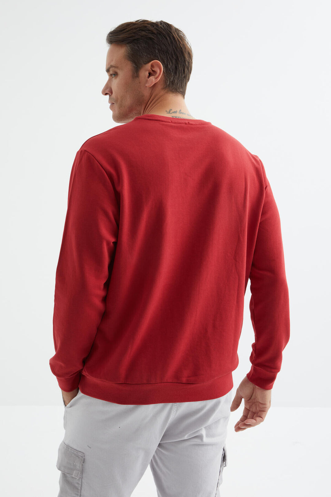 TMY Red Basic Round Neck Comfort Fit Men's Sweatshirt - 88053 - San Marcos
