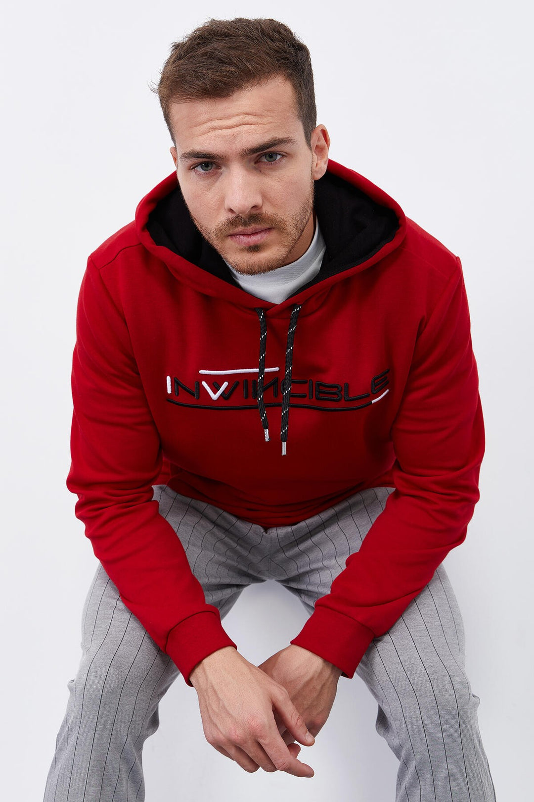 TMY Red Kangaroo Pocket Standard Fit Hooded Men's Sweatshirt - 87883 - Butte