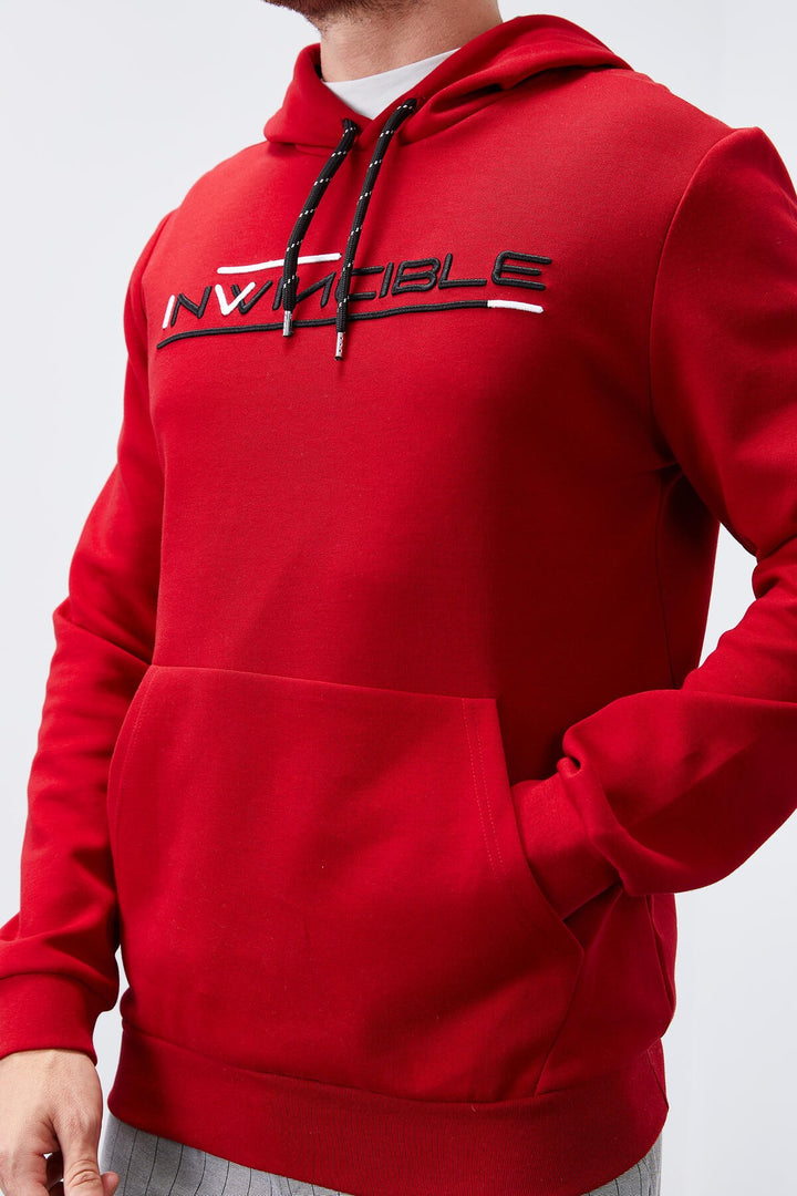 TMY Red Kangaroo Pocket Standard Fit Hooded Men's Sweatshirt - 87883 - Butte