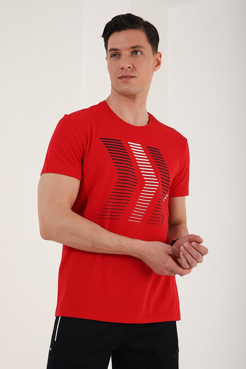 TMY Red Mixed Letter Number Printed Comfort Fit O Neck Men's T-Shirt - 87960 - Cape Girardeau