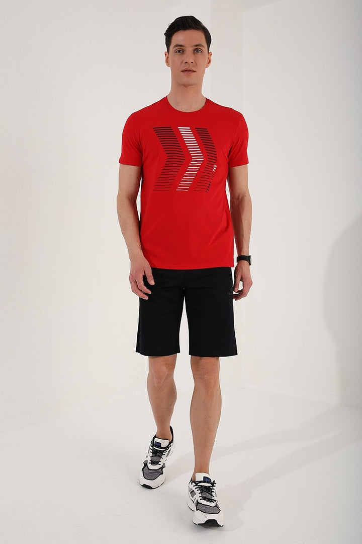 TMY Red Mixed Letter Number Printed Comfort Fit O Neck Men's T-Shirt - 87960 - Cape Girardeau