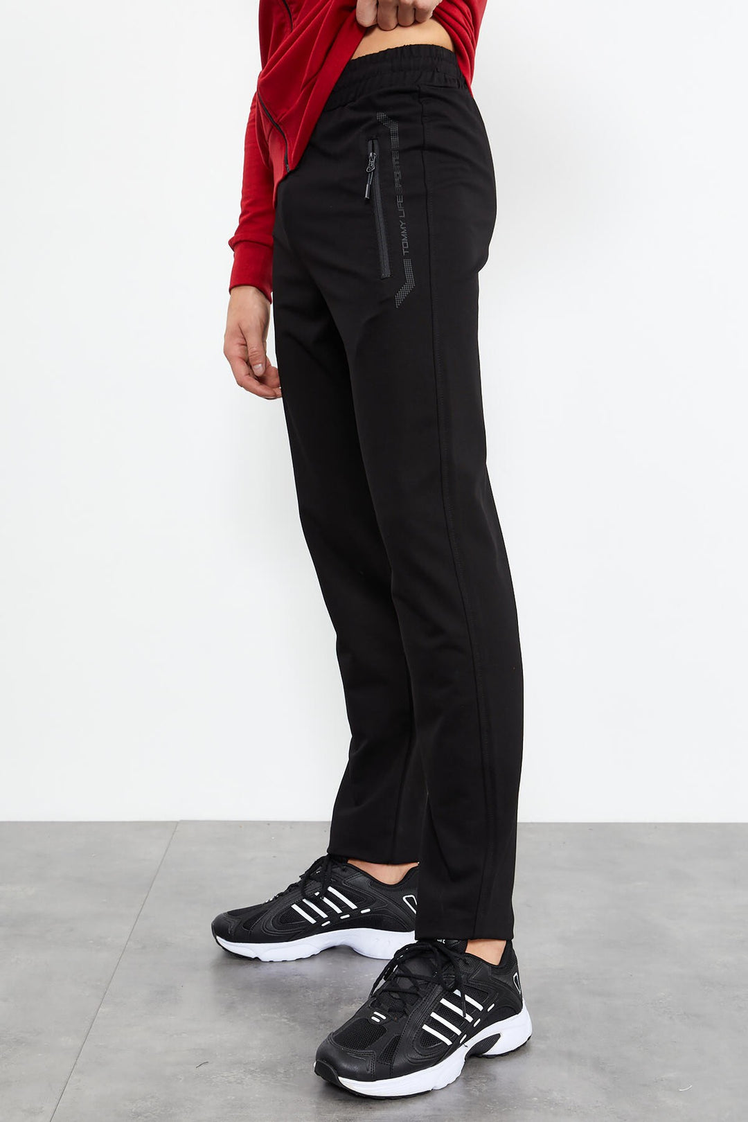 TMY Red - Black High Neck Zippered Standard Fit Classic Cuff Men's Tracksuit Set - 85152 - Capelle aan den IJssel