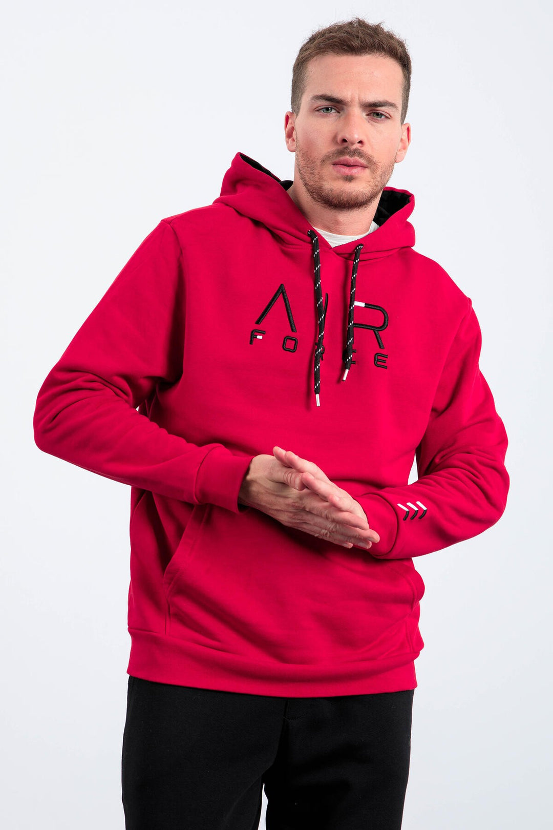TMY Red Text Embroidered Standard Mold Hooded Men's Sweatshirt - 87838 - Lake Ridge