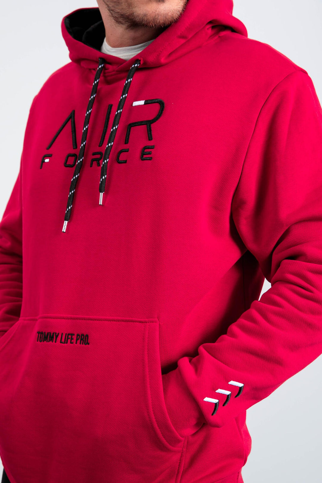 TMY Red Text Embroidered Standard Mold Hooded Men's Sweatshirt - 87838 - Lake Ridge