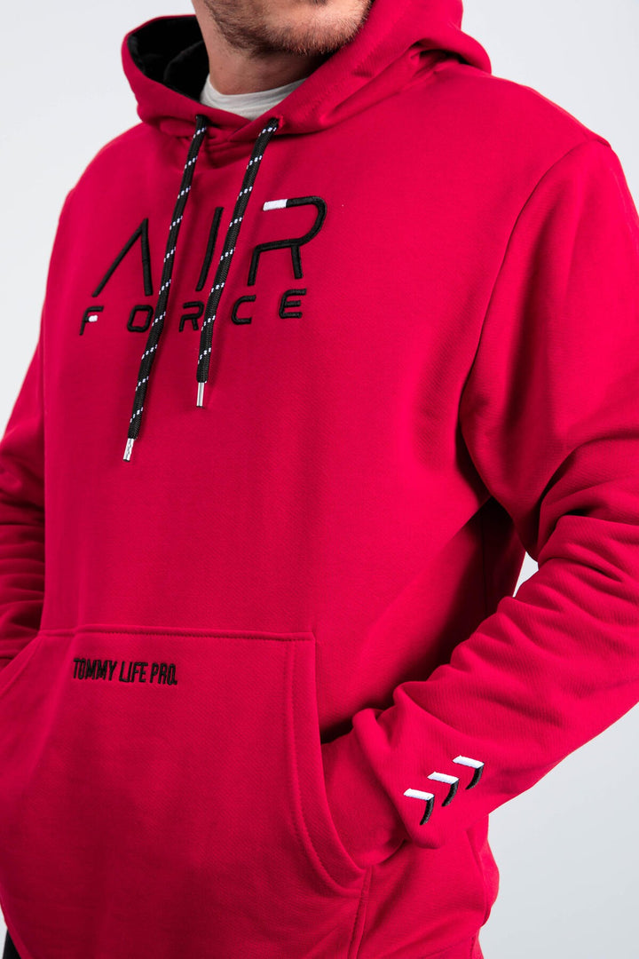 TMY Red Text Embroidered Standard Mold Hooded Men's Sweatshirt - 87838 - Lake Ridge