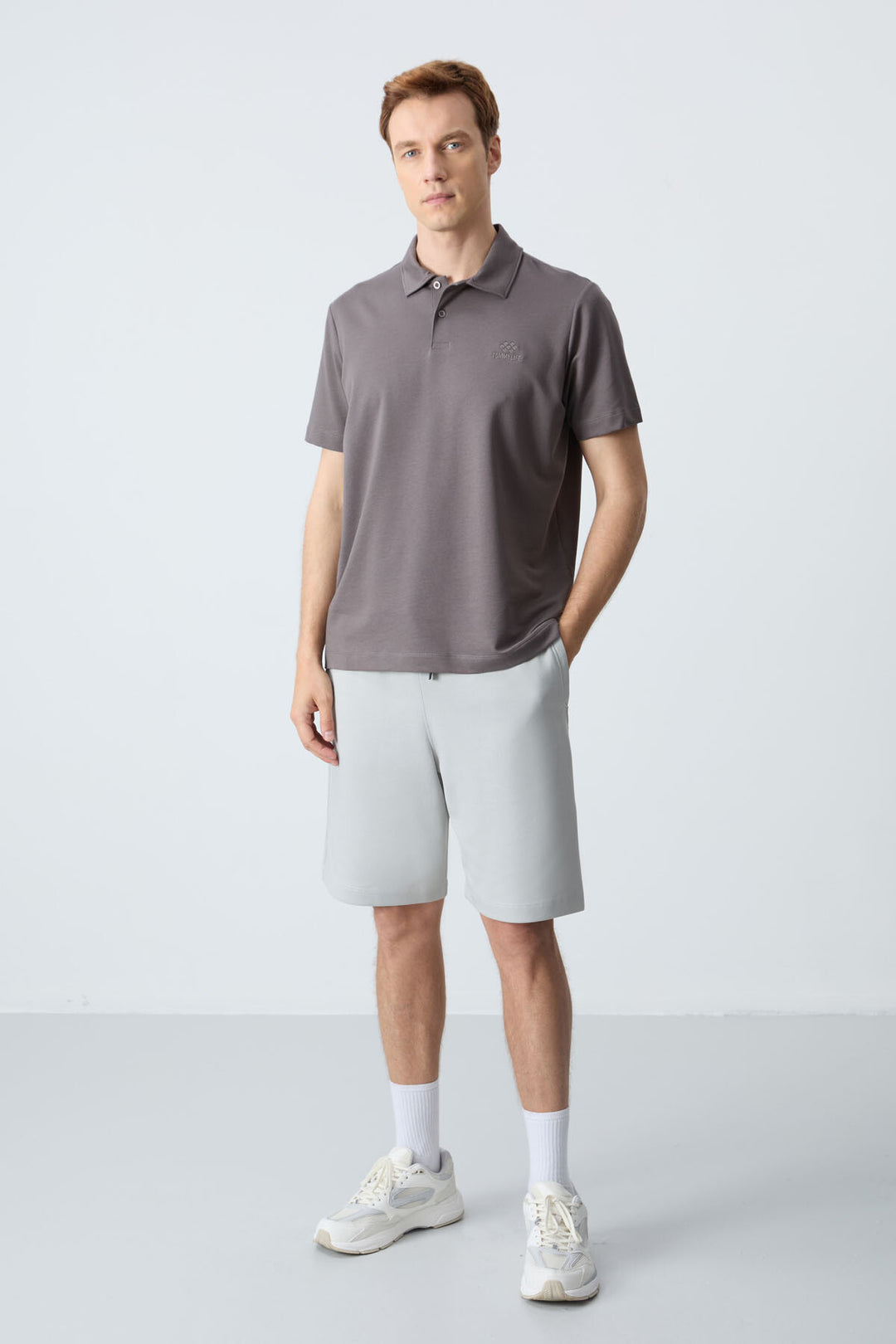 TMY Dark Gray Basic Logo Standard Fit Knit Polo Collar Men's T-Shirt - 87748 - Toulon